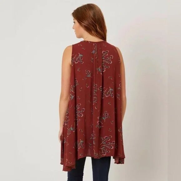 Free People Crimson Tree Swing Sleeveless Tunic Top With Pockets- XS - Picture 2 of 11